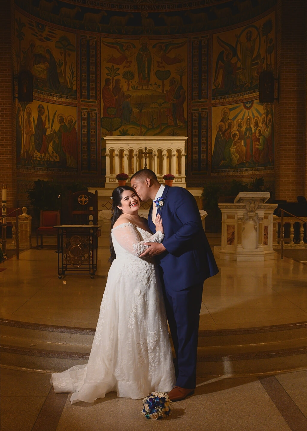 Smiles and kisses post wedding ceremony